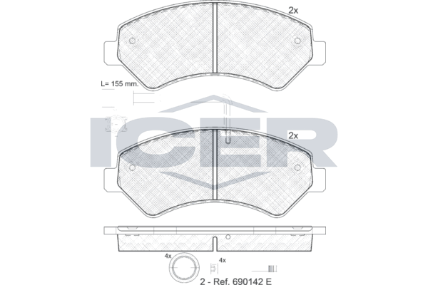 Brake Pad Set Front Icer Fiat Ducato