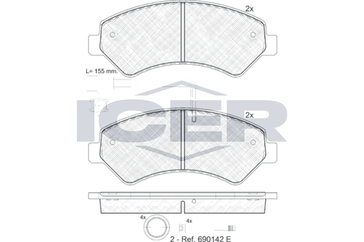Brake Pad Set Front Icer Fiat Ducato
