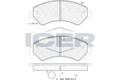 Brake Pad Set Front Icer Fiat Ducato