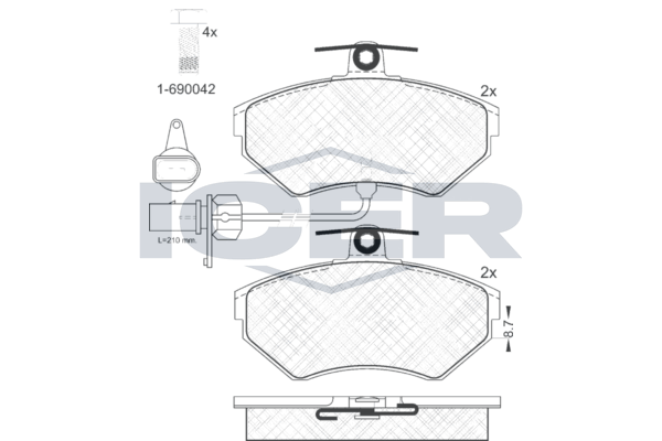 Brake Pad Set Front Icer Vw Passat