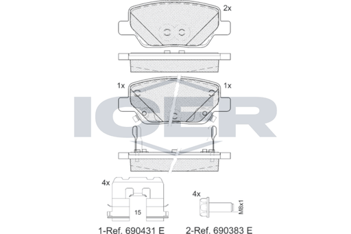 Brake Pad Set Rear Icer Fiat Tipo