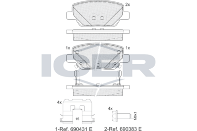 Brake Pad Set Rear Icer Fiat Tipo