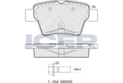 Rear Brake Pad Set Icer Peugeot 307 (3A/