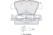 Rear Brake Pad Set Icer Peugeot 307 (3A/