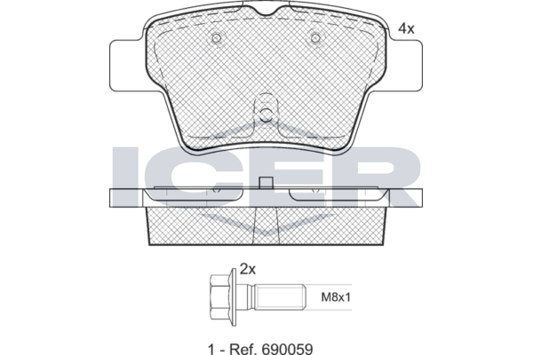Rear Brake Pad Set Icer Peugeot 307 (3A/