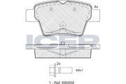 Rear Brake Pad Set Icer Peugeot 307 (3A/