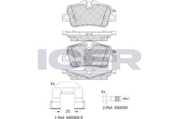 Front Brake Pad Set Icer Peugeot