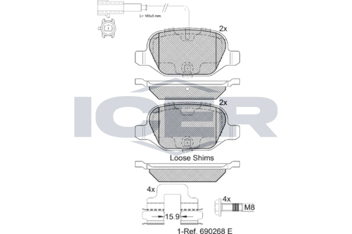 Brake Pad Set Rear Icer Alfa Romeo Mito