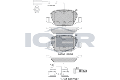 Brake Pad Set Rear Icer Alfa Romeo Mito