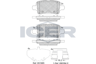 Rear Brake Pad Icer Opel Insignia