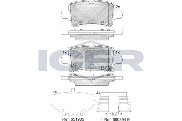 Rear Brake Pad Icer Opel Insignia