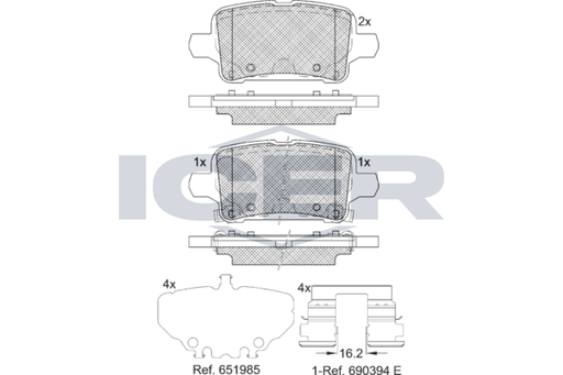 Rear Brake Pad Icer Opel Insignia