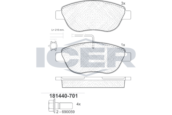 Brake Pad Front Axle Fiat Icer