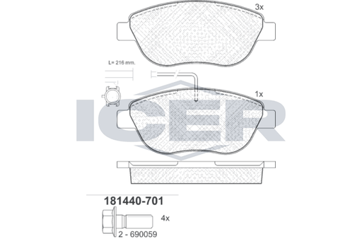 Brake Pad Front Axle Fiat Icer