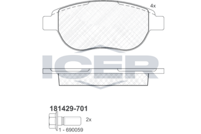 Front Brake Pad Set Icer Peugeot 307
