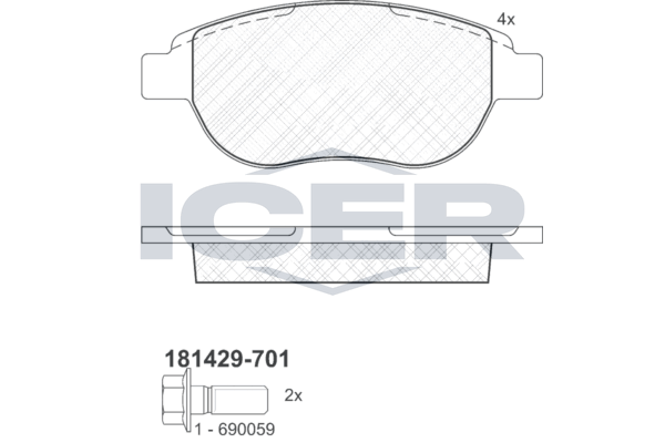 Front Brake Pad Set Icer Peugeot 307