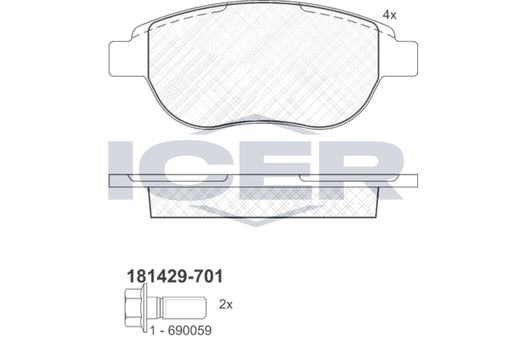 Front Brake Pad Set Icer Peugeot 307