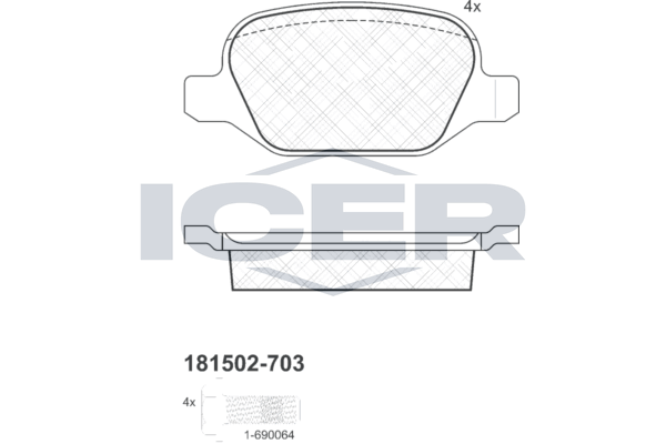 Brake Pad Set Rear Icer Alfa Romeo 147