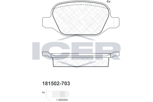 Brake Pad Set Rear Icer Alfa Romeo 147