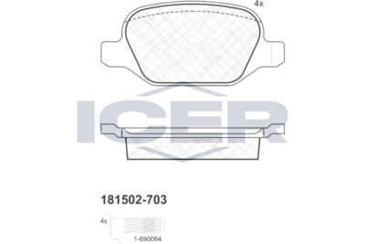 Brake Pad Set Rear Icer Alfa Romeo 147
