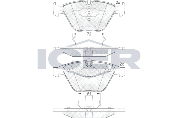 Front - Brake Pad - Icer - Bmw 5 (E60)