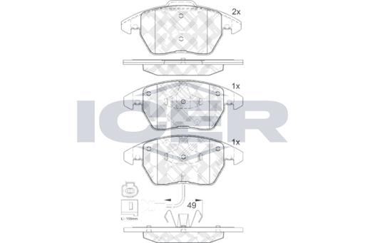 Brake Pad Set Front Icer Vw Golf