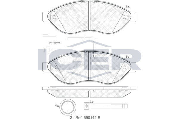 Brake Pad Set Front Icer Fiat Ducato