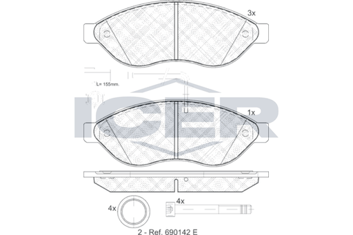 Brake Pad Set Front Icer Fiat Ducato