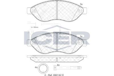 Brake Pad Set Front Icer Fiat Ducato