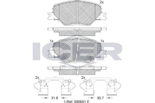 Brake Pad Set Front Icer Opel Insignia
