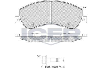 Brake Pad Set Front Icer Ford Transit