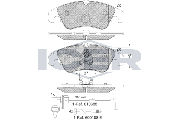 Brake Pad Set Front Icer Audi A6