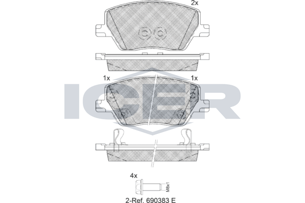 Brake Pad Set Front Icer Fiat Tipo
