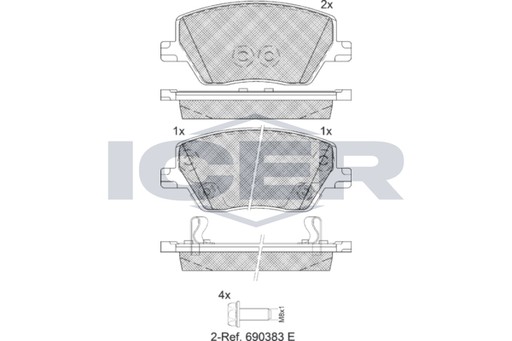 Brake Pad Set Front Icer Fiat Tipo