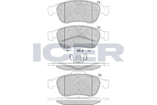 Front Brake Pad Set Icer Renault Duster
