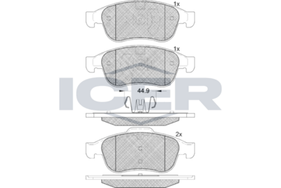 Front Brake Pad Set Icer Renault Duster