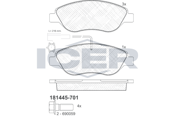 Brake Pad Set Front Icer Fiat Tipo