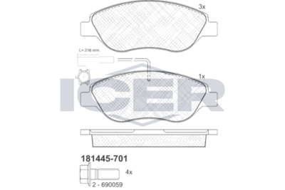 Brake Pad Set Front Icer Fiat Tipo