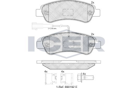 Brake Pad Set Rear Icer Citroen Jumper
