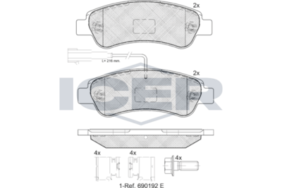 Brake Pad Set Rear Icer Citroen Jumper