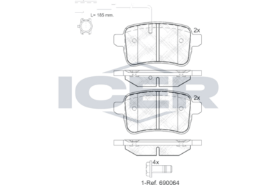 Brake Pads Rear Axle Incl. Wear Warning