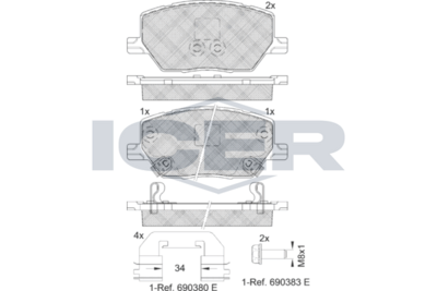 Brake Pad Set Front Icer Jeep Renegade
