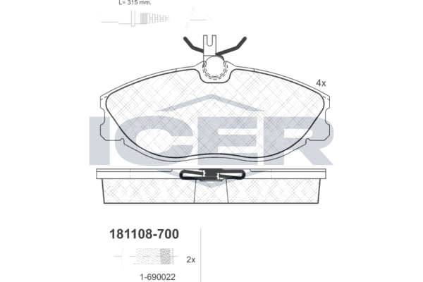 Brake Pad Set Front Icer Peugeot 406