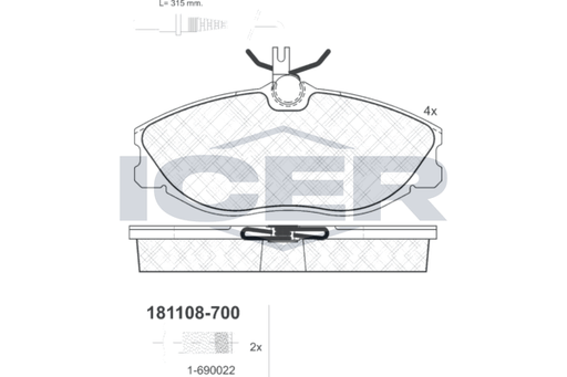 Brake Pad Set Front Icer Peugeot 406