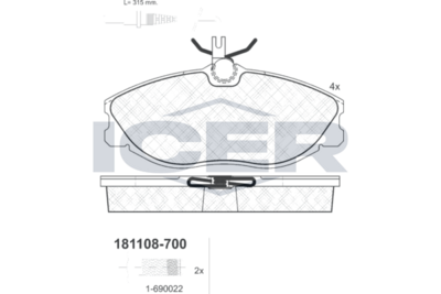Brake Pad Set Front Icer Peugeot 406