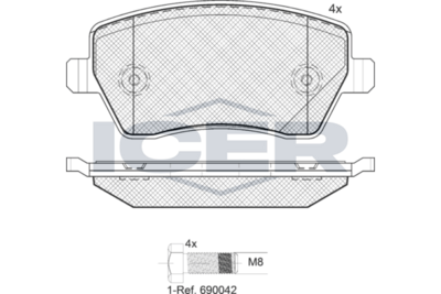 Front Brake Pad Set Icer Clio Iii Grandt