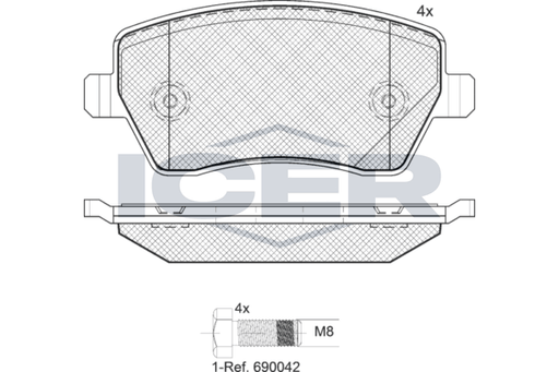 Front Brake Pad Set Icer Clio Iii Grandt