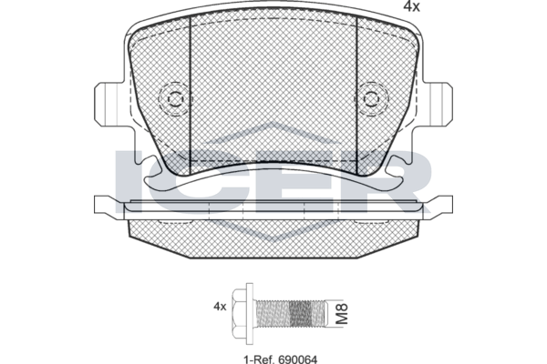 Brake Pad Set Rear Icer Vw Golf