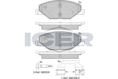 Brake Pad Set Front Icer Vw Polo
