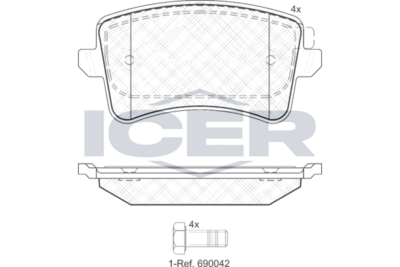 Brake Pad Set Rear Icer Audi A4